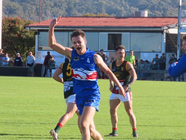South Launceston’s Matthew Lee celebrates a goal. Picture: Jon Tuxworth