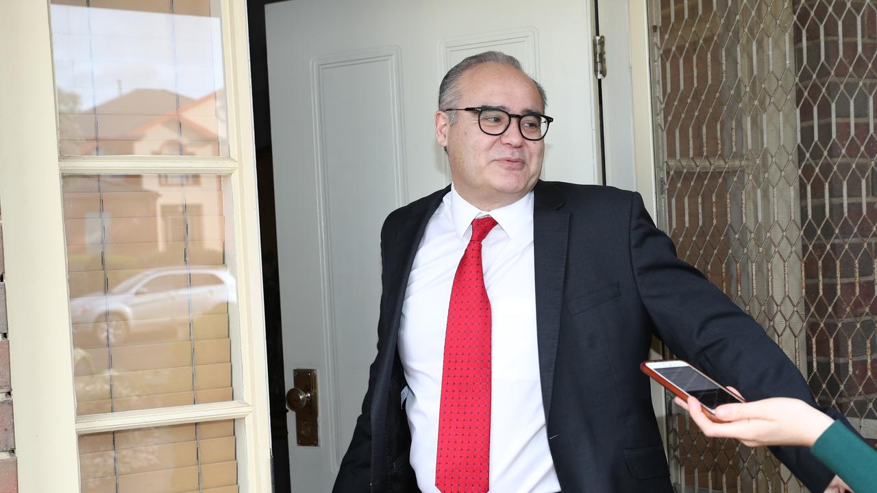 Adem Somyurek arrives home today after Premier Daniel Andrews fired him. Picture: David Crosling