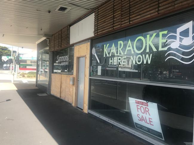 One boarded up shopfront included an old teppanyaki and karaoke bar.