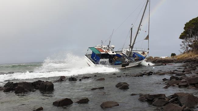 Vessel struck rocks at Southport on Tuesday night. Picture: Tasmania Police