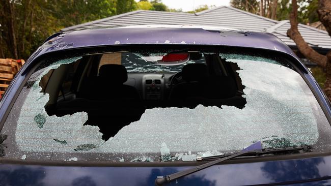 A car damaged by hailstones in Sydney. Picture: AAP