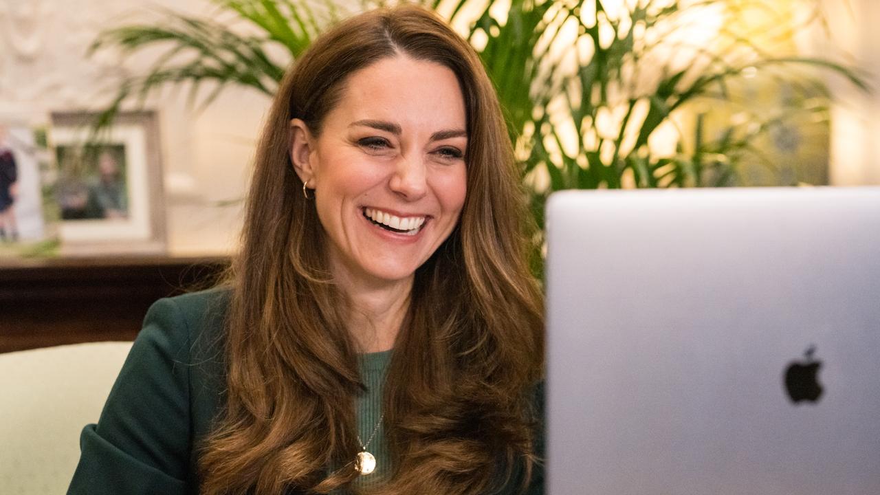 The Duchess of Cambridge speaks with parents whose children attend Roe Green Junior School in Brent, about their experiences of homeschooling. Picture: Kensington Palace via Getty Images.