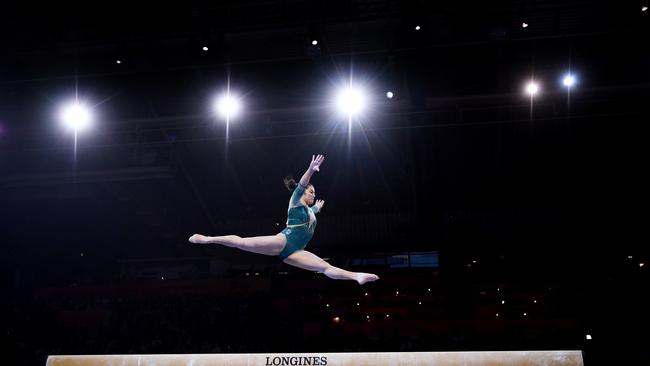 Georgia Godwin performing this month at the FIG Artistic Gymnastics World Championships (Photo by Laurence Griffiths/Getty Images)