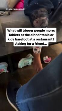 Mum allows kids to be barefoot at restaurant