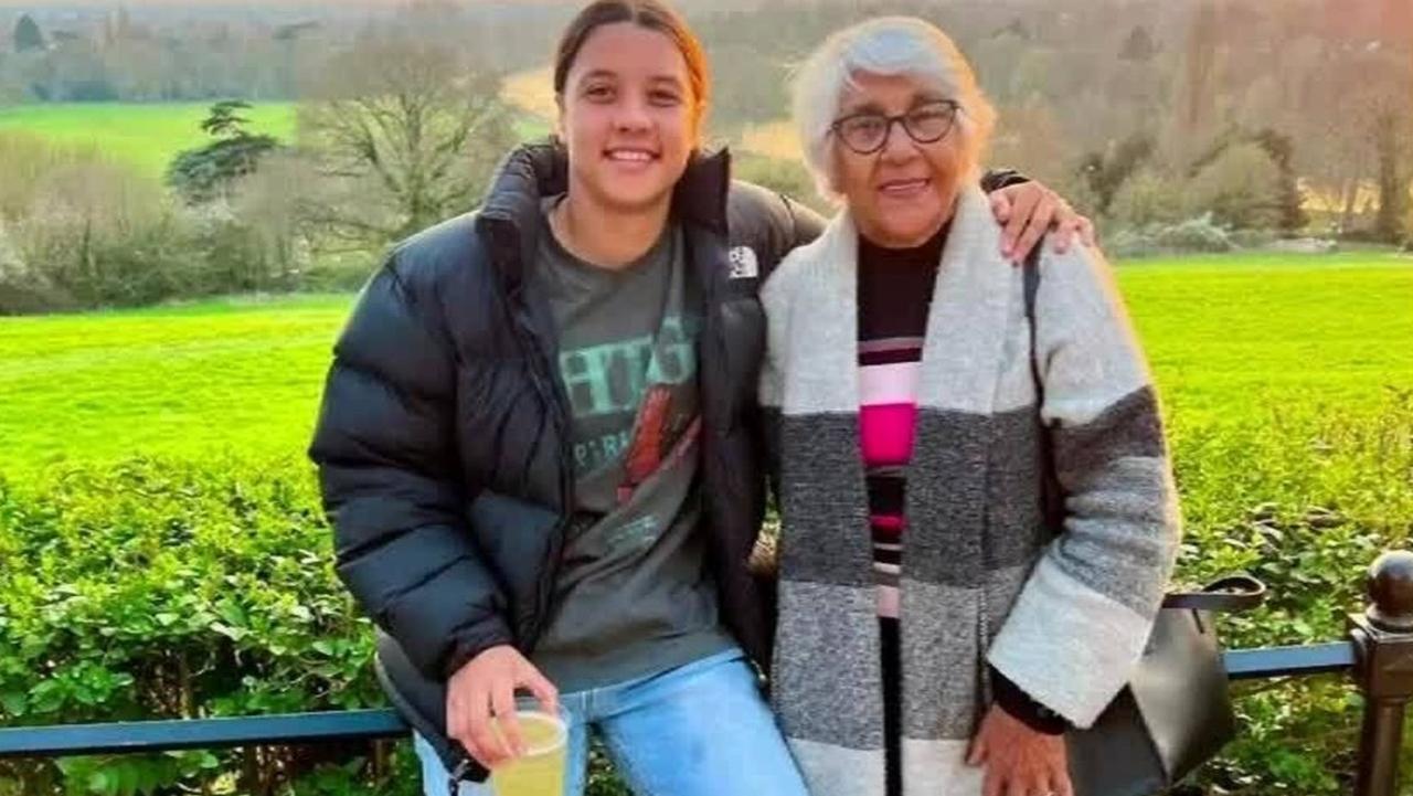 Sam Kerr with her grandmother Coral Kerr. Picture: 9News