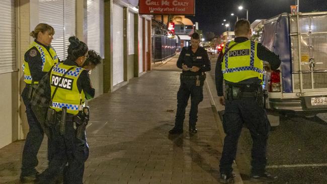 The Northern Territory Police Commissioner has activated a snap 72 hour curfew between the hours of 10pm-6am, after what was described as a “horror” weekend in Alice Springs for both police and residents. Picture: Grenville Turner