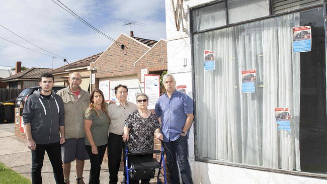 Sam, Frank and Carmel Lochiano, Carmel's parents Paul and Maria Lanteri and her cousin Sam Tartaglia are fighting the substation plan. Picture: Ellen Smith