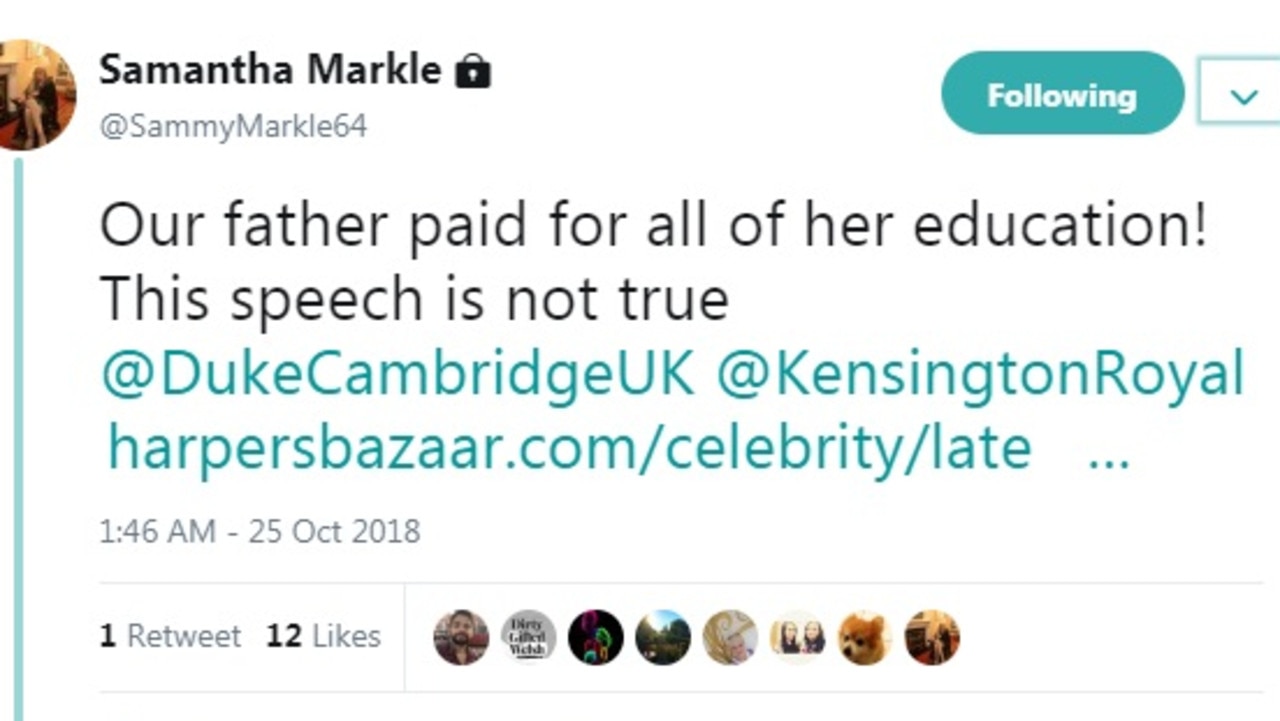 She tagged Kensington Royal and an unverified account linked to Prince William.