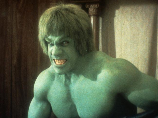 Lou Ferrigno donned green body paint in television’s The Incredible Hulk.