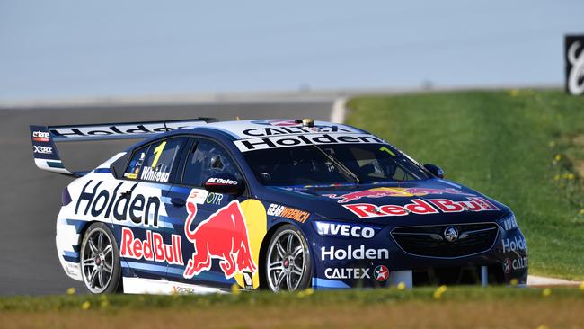 Jamie Whincup of the Red Bull Holden Racing team during a practice session at the OTR SuperSprint. Picture: AAP/David Mariuz