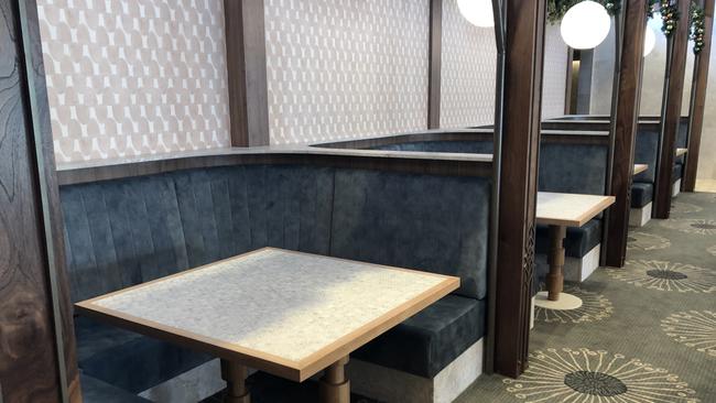 Dining booths in The Bistro at the Forest Hotel. Picture: Jim O'Rourke