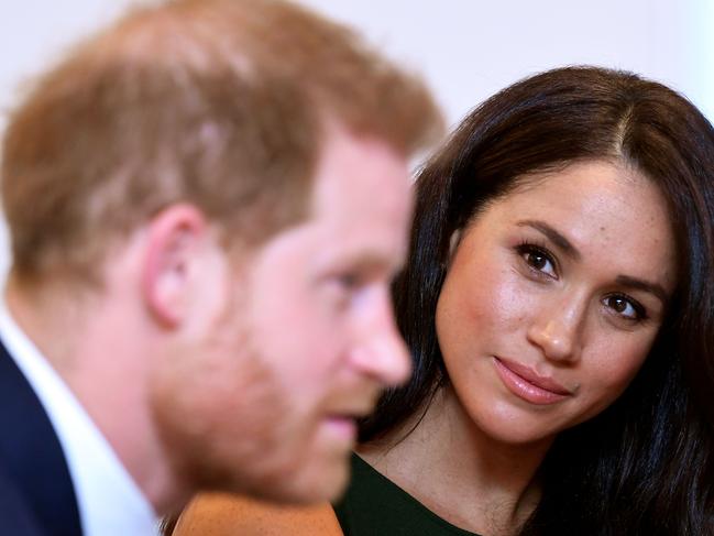 (FILES) In this file photo taken on October 15, 2019 Britain's Prince Harry, Duke of Sussex, and Britain's Meghan, Duchess of Sussex attend the annual WellChild Awards in London on October 15, 2019. - Prince Harry's wife Meghan will make an instant start to life away from Britain's royal frontline by narrating a new film about a family of African elephants, Disney announced on Thursday. (Photo by TOBY MELVILLE / POOL / AFP)