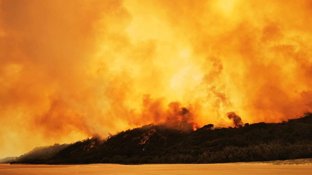 Fire burning on Fraser Island on Monday morning.