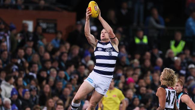 Dangerfield was sent to hospital after the Cats’ loss. (Photo by James Elsby/AFL Photos via Getty Images)