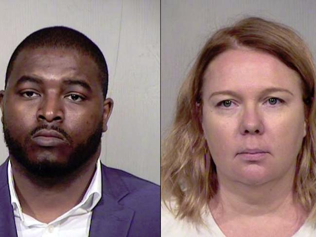 Germayne Cunningham and Australian wife Lisa Cunningham have been charged with the murder of Sanaa, seven, his daughter and her stepdaughter. Pic: Maricopa County Jail