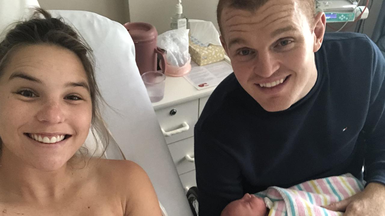 Alex McKinnon and partner Teigan welcome first child Harriet Anne.