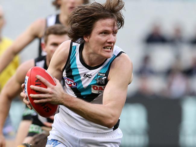 AFL Round 22. 18/08/2018. Collingwood vs Port Adelaide at the MCG .  Port Adelaide's Jared Polec     . Pic: Michael Klein