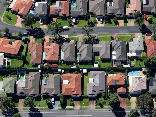 *FILE PIX* Editorial generic stock aerial view image highlighting the Housing Market in Australia after the Reserve Bank of Australia (RBA) cut interest rates for the first time in over four years. Picture: NewsWire / Gaye Gerard