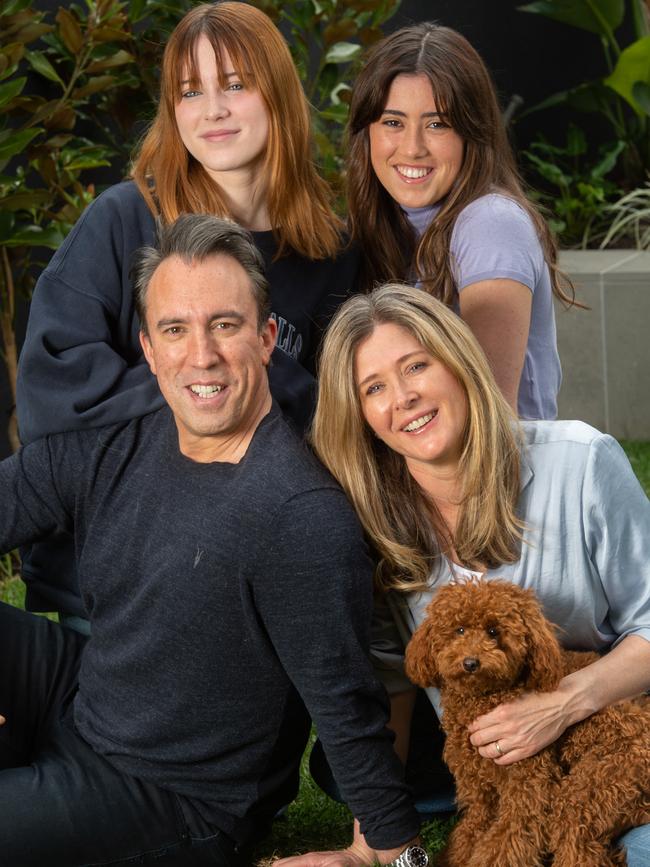 O'Connell with his wife Sarah and daughters Ruby and Lois. Picture: Tony Gough