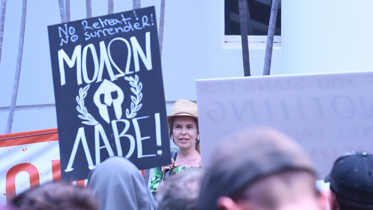 Faces from Darwin's Freedom Rally at Parliament House. Picture: Amanda Parkinson