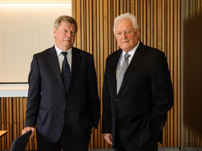 Ampol chair Steven Gregg (L) will succeed Westpac chair John McFarlane (R) in November after the bank hands down its full year results. Picture: Supplied