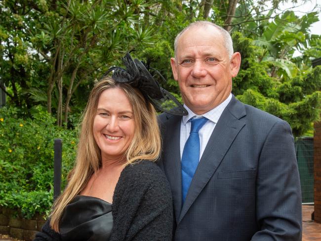 (From left) Lisa Bradley and John Keleher. Weetwood Raceday at Toowoomba Turf Club. Saturday, September 28, 2024. Picture: Nev Madsen.