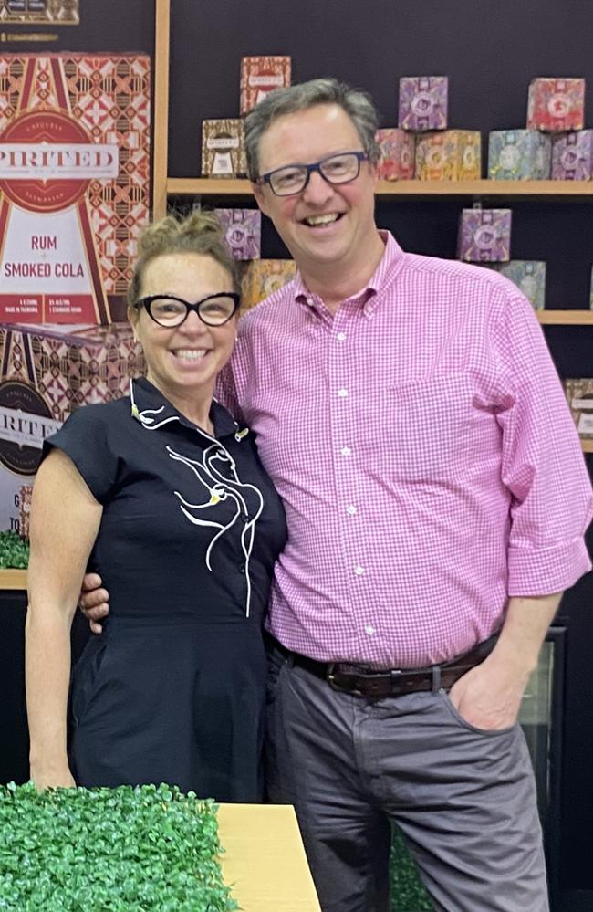 Tasmanian Tonic Company owners Dina and Andrew Gregson at the recent Singapore Food and Hotel Asia conference, where they secured new export markets. Picture: Supplied