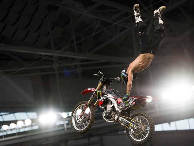 Minneapolis, MN - July 19, 2018 - U.S. Bank Stadium: Harry Bink competing in Moto X Freestyle during X Games Minneapolis 2018 (Photo by Kyle Lieberman / ESPN Images)