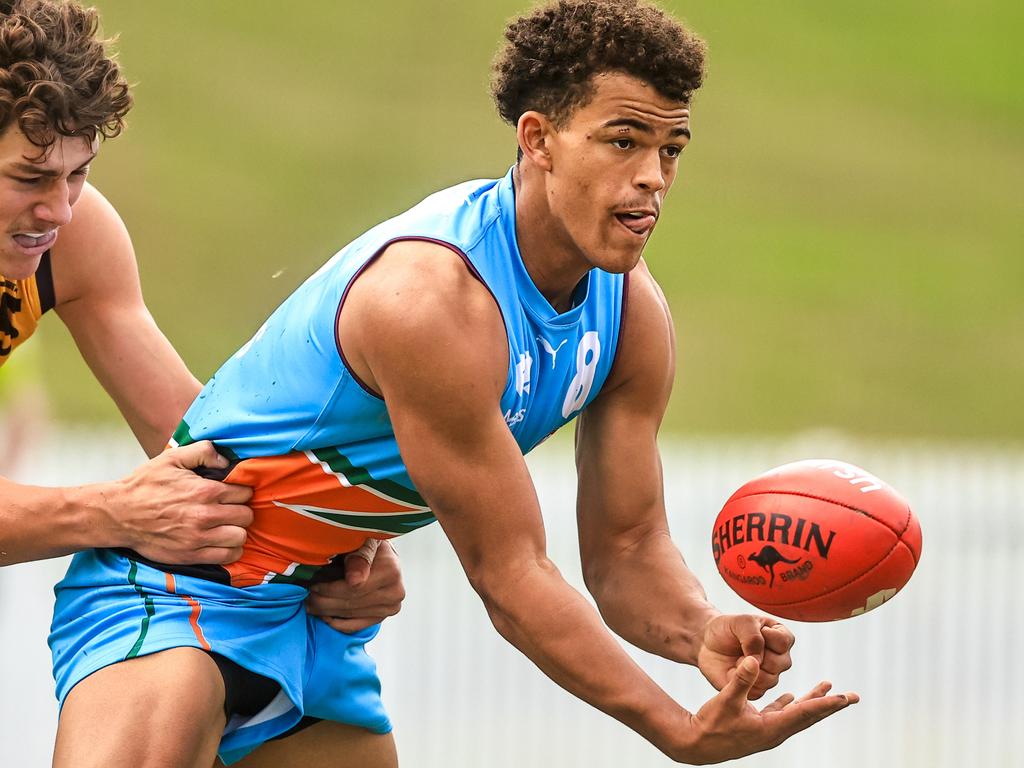 Leonardo Lombard is one of the Allies’ brightest prospects. Picture: Jenny Evans/AFL Photos/via Getty Images.