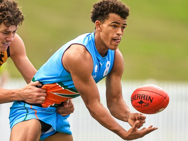 Leonardo Lombard is one of the Allies’ brightest prospects. Picture: Jenny Evans/AFL Photos/via Getty Images.