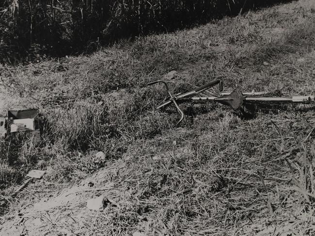 Marilyn Wallman’s bike on the side of the rural Eimeo road where she went missing in March 1972.