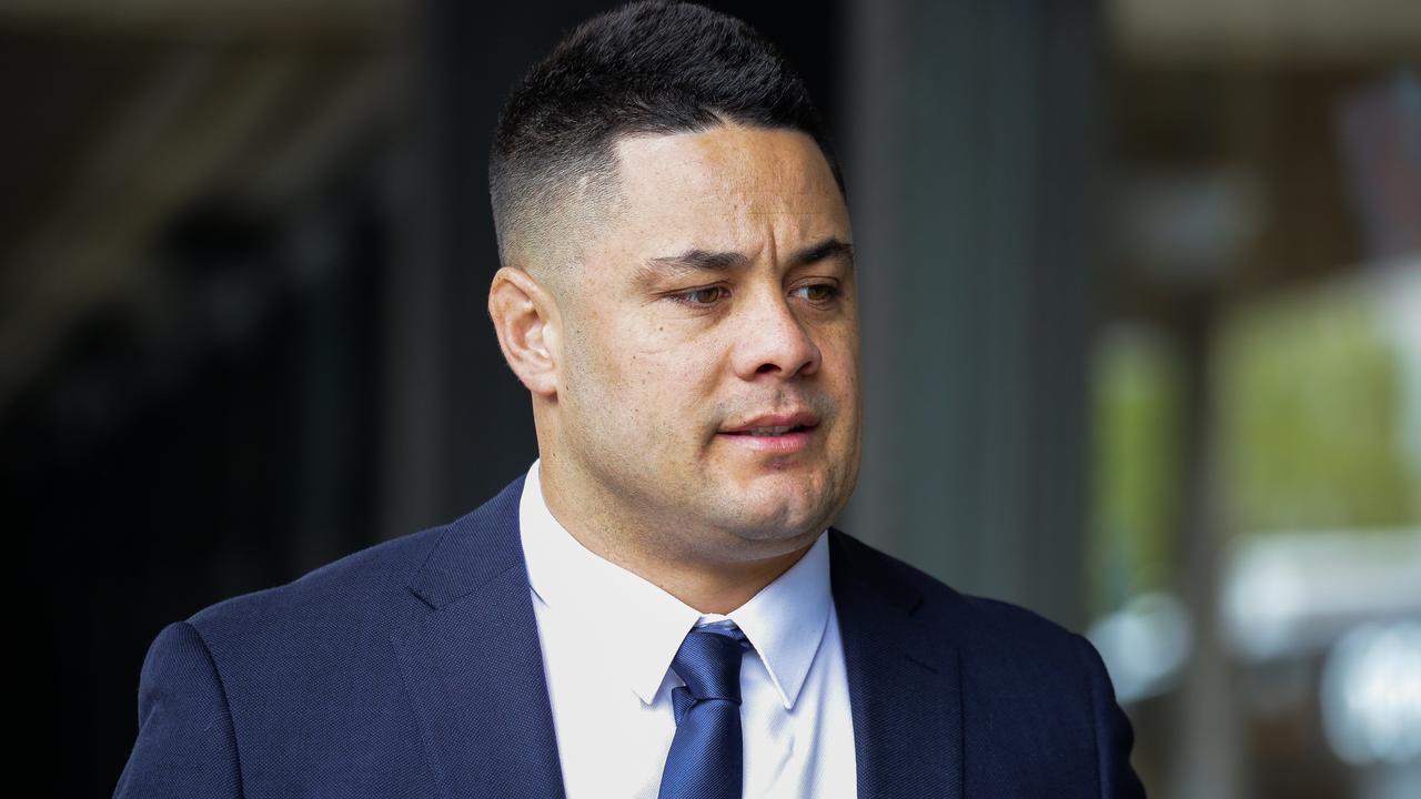 SYDNEY, AUSTRALIA - NewsWire Photos MARCH 16, 2021: Jarryd Hayne NRL player facing accusations he forced himself on a woman in Newcastle, injuring her arrives at the Downing Centre Local Court with his partner Amelia Bonnici today in Sydney, Australia. Picture: NCA NewsWire / Gaye Gerard