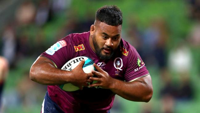 Reds prop Taniela Tupou has been sidelined with a calf injury. Picture: Kelly Defina/Getty Images