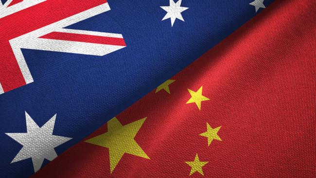 China and Australia flag together realtions textile cloth fabric texture