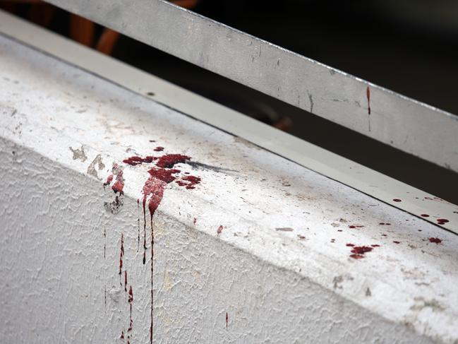 Blood spatters near the Tropic Nightclub in Split, Croatia, after the attack where Australian Dayne Corbishley was injured.