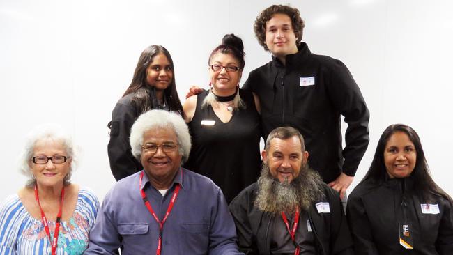 LEADERSHIP CAMP: Aunty Jackie McDonald, Uncle Geoff Togo, Uncle Frank Krasna and Aunty Delta Kay with Banora Point High School student Tillara Oakley, Aboriginal community liaison officer Beck Couch and Kingscliff High School student Mathew Lantry. Students and mentors were presented with backpacks, jackets and drink bottles from LEGEAR ahead of their Canberra trip for the 2019 Tweed/Byron Commanders Active Citizen Program. Picture: Jodie Callcott