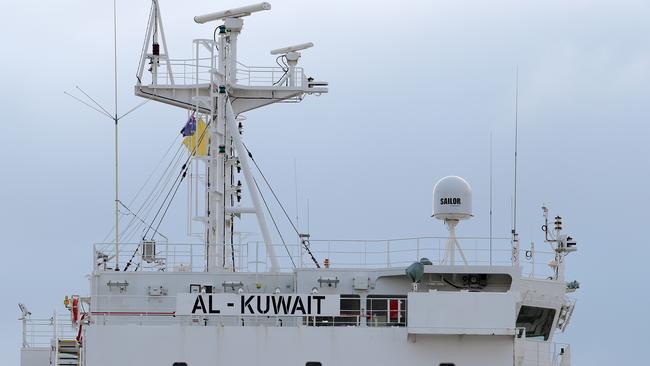 The Al Kuwait live export ship docked in Fremantle harbour. Picture: AAP