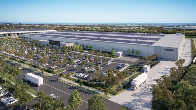 Artist impression of a new multimillion-dollar Amazon fulfilment centre at Goodman and Brickworks’ Oakdale East Industrial Estate in Horsley Park. Picture: Supplied