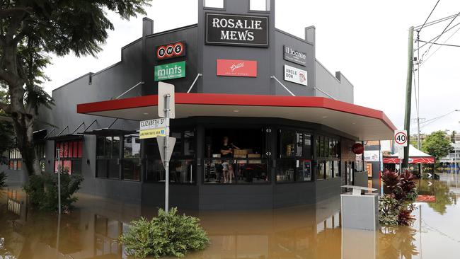 Flood waters in Rosalie in Brisbane after the deluge.