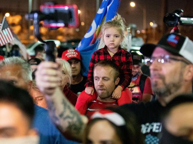 Donald Trump supporters gather to protest the election results at the Maricopa County Elections Department office in Phoenix, Arizona. Picture: AFP