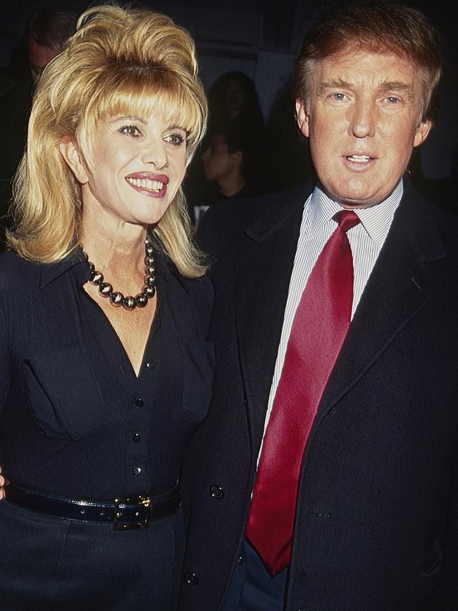 Ivana and Donald Trump attend a Betsey Johnson fashion show in Bryant Park, New York in 1997. Picture: Getty Images