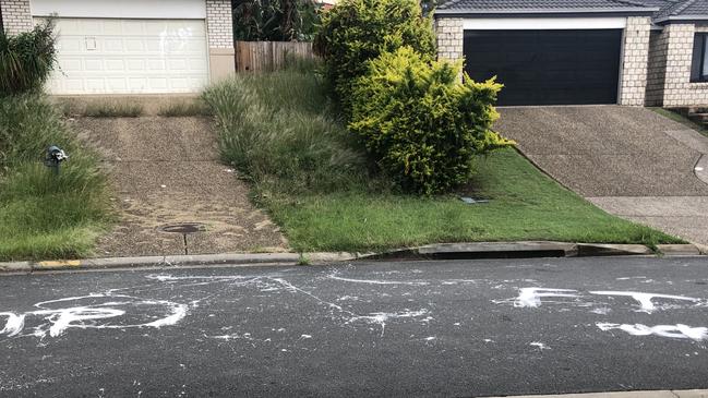 Graffiti on a local street in Upper Coomera in front of an abandoned house that has become a hot spot for teens. SUPPLIED