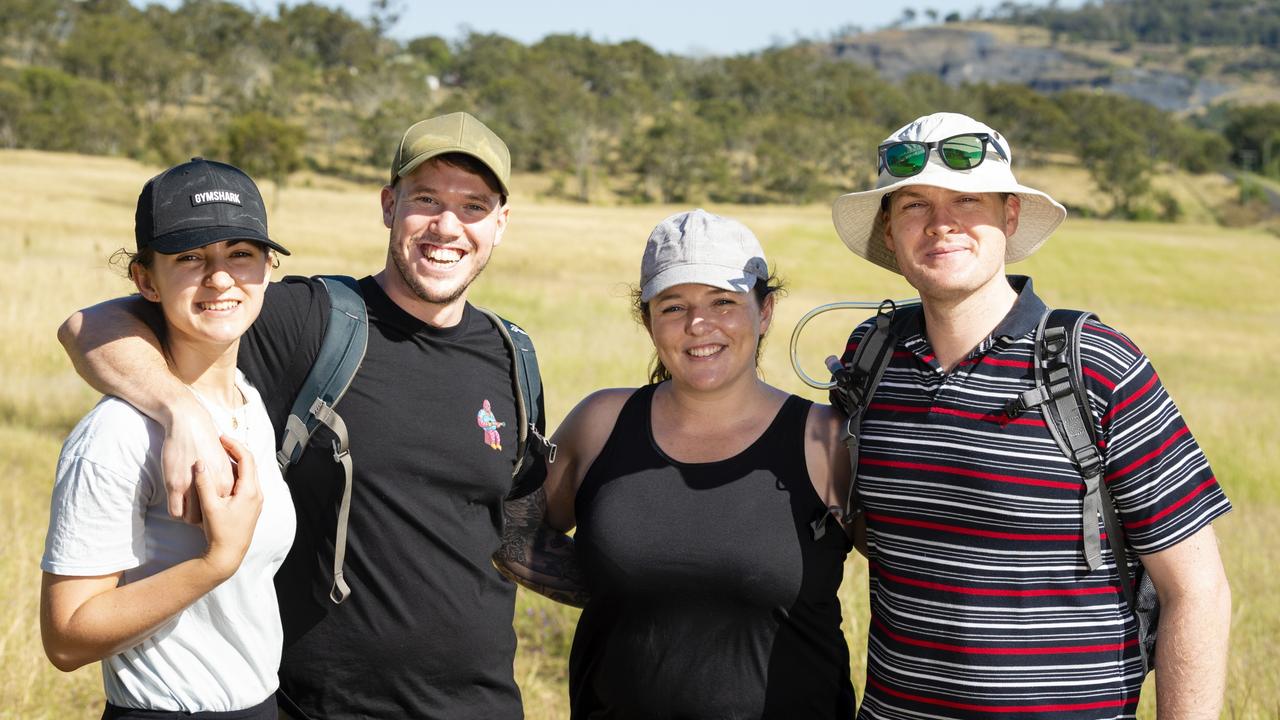 Team members of Girls Who Hike (and partners) (from left) Kaitlyn Wilkie, Matthew McKay, Nicola Hart and Seamus Hart at the Hike to Heal 2022 launch at Mt Peel Bushland Park, Saturday, February 19, 2022. Picture: Kevin Farmer