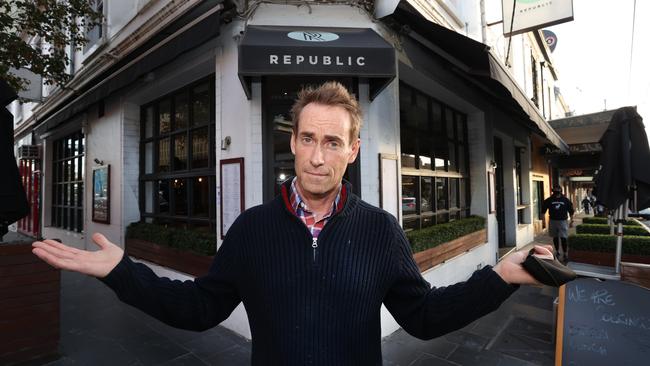 Paul Bellette, owner of South Yarra’s Republic cafe, is enduring yet another lockdown. Picture: David Caird