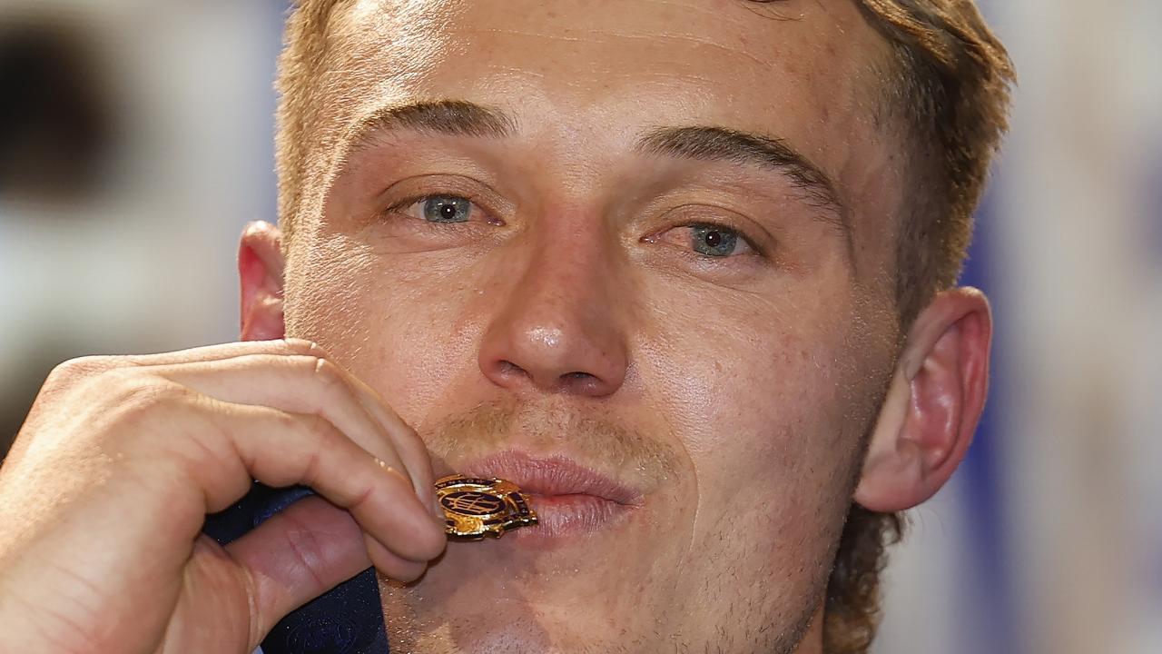 MELBOURNE, AUSTRALIA. NewsWire Photos. September 23, 2024 The 2024 AFL Brownlow Medal at the Palladium room in Crown Casino, Melbourne. Patrick Cripps of the Blues after winning the 2024 Brownlow Medal. Picture: NewsWire/ Michael Klein