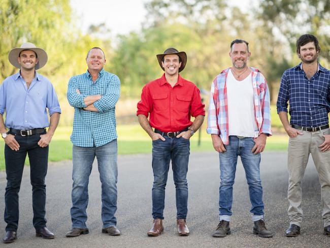 The latest crop of Farmer Wants A Wife contestants Alex, Neil, Sam, Nick, and Harry.