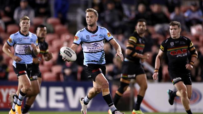 As expected, Matt Moylan will line-up in the halves for Cronulla, with Shaun Johnson out injured. Picture: Getty Images.