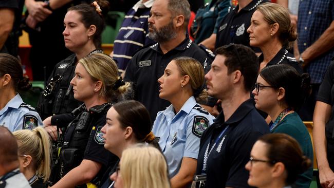 Police memorial serive fro Constable Rachel McCrow and Constable Matthew Arnold at the Townsville Stadium. Picture: Evan Morgan