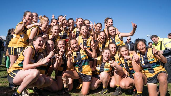 St Mary’s Salesian celebrates a premiership win last season