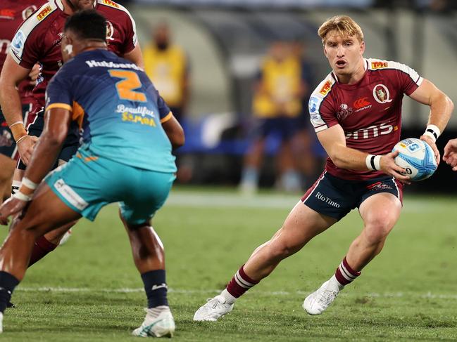 Tate McDermott copped a red card in the tight loss to Moana Pasifika. Picture: Getty Images